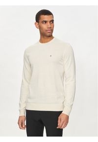 Calvin Klein Sweter K10K113549 Beżowy Regular Fit. Kolor: beżowy. Materiał: bawełna #1