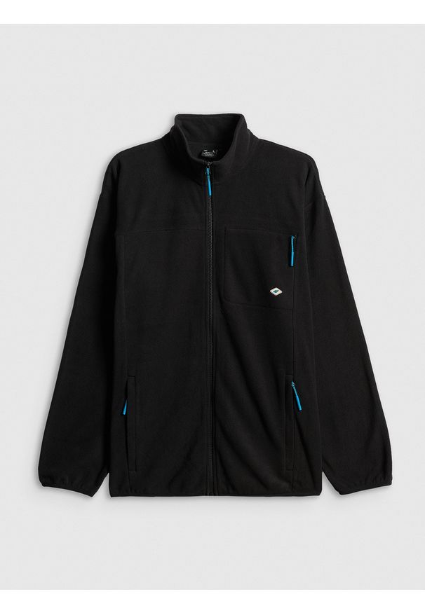 4f - 4F Polar relaxed ze stójką męski - czarny L. Typ kołnierza: kołnierzyk stójkowy. Kolor: czarny. Materiał: polar