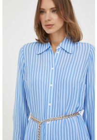 MICHAEL Michael Kors sukienka z domieszką jedwabiu kolor niebieski mini oversize. Kolor: niebieski. Materiał: jedwab. Typ sukienki: oversize. Długość: mini #2