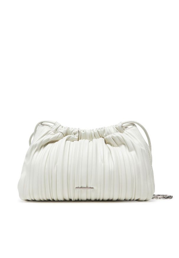 Calvin Klein Torebka Drawstring Plisse Crossbody LV04F3076G Biały. Kolor: biały. Materiał: skórzane