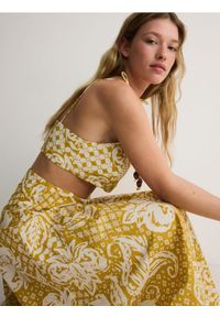 Reserved - Wzorzysta spódnica maxi - musztardowy. Kolor: żółty. Materiał: bawełna #1