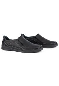 Olivier Buty męskie wsuwane skórzane SLIP-ON 216GT czarne. Zapięcie: bez zapięcia. Kolor: czarny. Materiał: skóra. Styl: elegancki