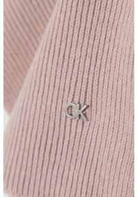 Calvin Klein szalik z domieszką wełny kolor różowy gładki. Kolor: różowy. Materiał: wełna. Wzór: gładki #2