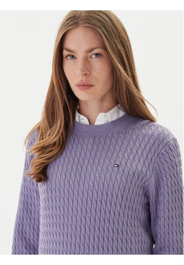 TOMMY HILFIGER - Tommy Hilfiger Sweter Fine WW0WW44993 Fioletowy Regular Fit. Kolor: fioletowy. Materiał: bawełna