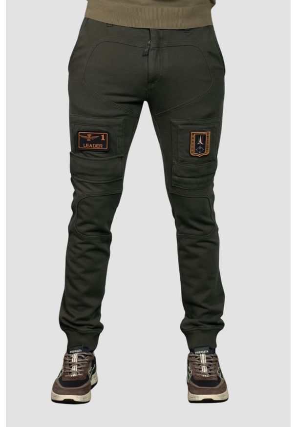 Aeronautica Militare - AERONAUTICA MILITARE Szarozielone spodnie męskie Anti-G, Rozmiar M. Kolor: zielony. Materiał: jersey