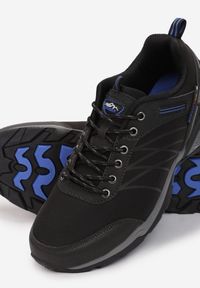 Born2be - Czarno-Niebieskie Buty Sportowe Elinlia. Zapięcie: sznurówki. Kolor: czarny. Materiał: materiał, softshell. Szerokość cholewki: normalna. Wzór: aplikacja #2