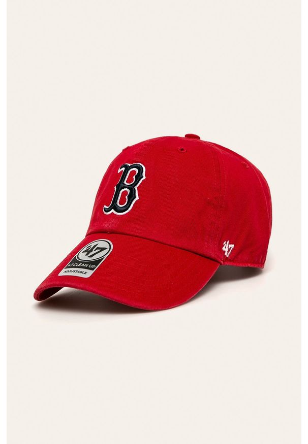 47 Brand - 47brand - Czapka Boston Red Sox. Kolor: czerwony. Materiał: bawełna, materiał. Wzór: gładki