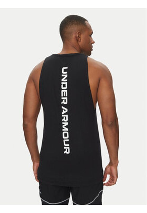 Under Armour Tank top Zone 1361901 Czarny Loose Fit. Kolor: czarny. Materiał: syntetyk, bawełna