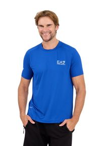 EA7 Emporio Armani - EA7 Niebieski męski t-shirt Ventus 7, Rozmiar XXL. Kolor: niebieski