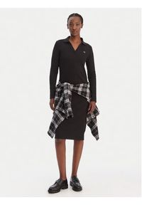 Calvin Klein Jeans Sukienka dzianinowa LV047E202G Czarny Slim Fit. Kolor: czarny. Materiał: bawełna #4