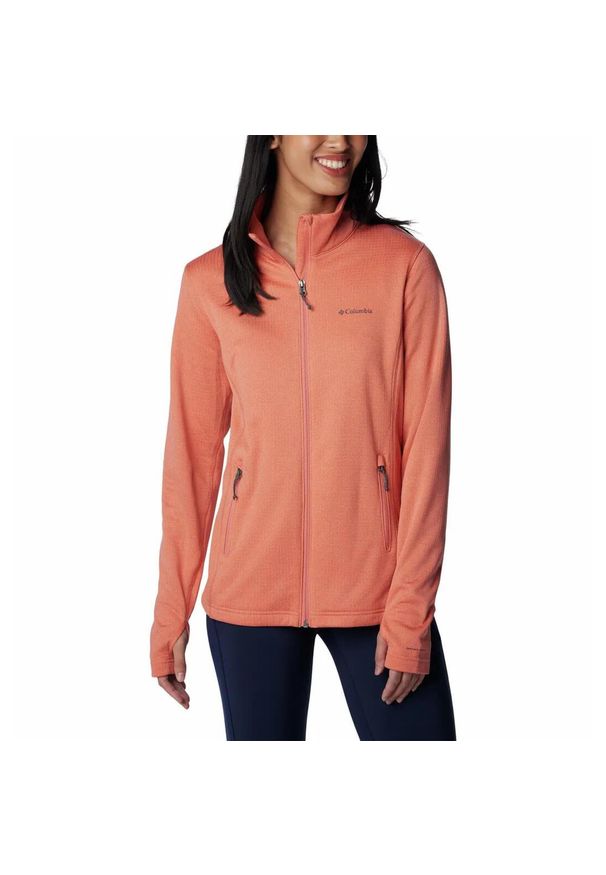 columbia - Bluza Turystyczna Rozpinana Damska Columbia Park View Grid Fleece Full Zip. Kolor: pomarańczowy. Sport: turystyka piesza