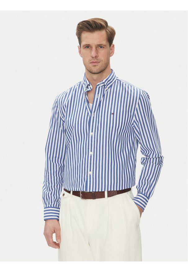 TOMMY HILFIGER - Tommy Hilfiger Koszula MW0MW39159 Niebieski Regular Fit. Kolor: niebieski. Materiał: bawełna
