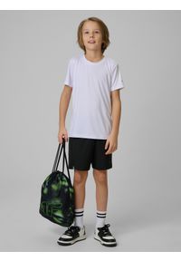 4f - 4F Komplet sportowy na WF (koszulka+spodenki+worek) chłopięcy - czarny 146/152 (10-12 lat). Okazja: na uczelnię. Kolor: czarny. Materiał: skóra, materiał. Sezon: lato. Styl: sportowy #1