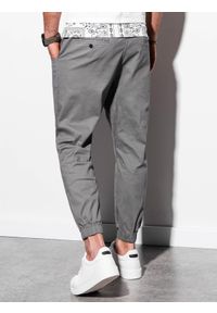 Ombre Clothing - Spodnie męskie joggery - szare V2 P885 - XXL. Kolor: szary. Materiał: bawełna, elastan. Styl: klasyczny #5