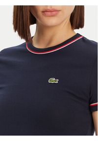 Lacoste T-Shirt TF0347 Granatowy Slim Fit. Kolor: niebieski. Materiał: bawełna #4