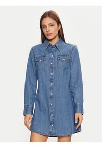 Tommy Jeans Sukienka jeansowa Western DW0DW19853 Niebieski Regular Fit. Kolor: niebieski. Materiał: lyocell, bawełna