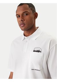 Karl Lagerfeld - KARL LAGERFELD Polo 745127 561225 Biały Regular Fit. Typ kołnierza: polo. Kolor: biały. Materiał: bawełna #3