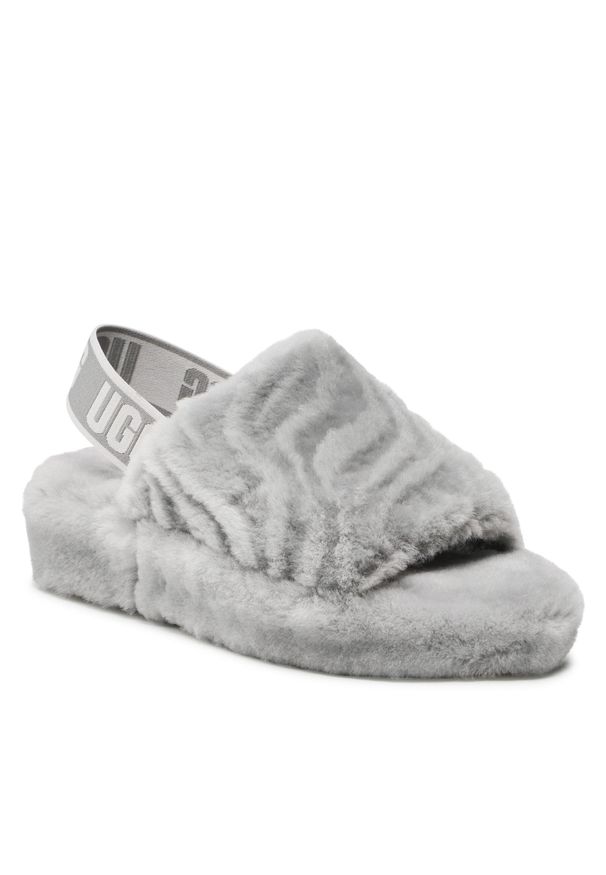 Kapcie Ugg W Fluff Yeah Wavy 1125009 Cbb. Kolor: szary. Materiał: skóra