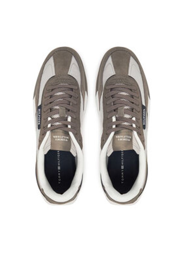 TOMMY HILFIGER - Tommy Hilfiger Sneakersy Retro Runner Nylon Mix FM0FM05523 Beżowy. Kolor: beżowy. Materiał: zamsz, skóra