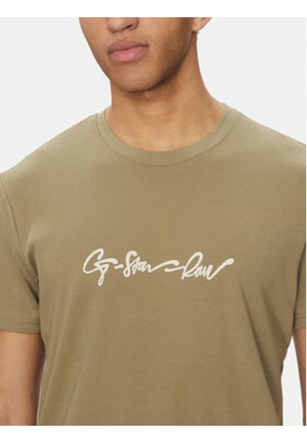 G-Star RAW - G-Star Raw T-Shirt G-Script D25150-C812 Zielony Regular Fit. Kolor: zielony. Materiał: bawełna