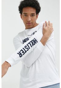 Hollister Co. longsleeve bawełniany kolor biały wzorzysty. Kolor: biały. Materiał: bawełna. Długość rękawa: długi rękaw #6