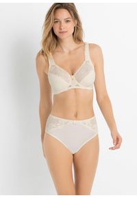 bonprix - Biustonosz minimizer na fiszbinach (2 szt.). Kolor: beżowy. Materiał: koronka. Rodzaj stanika: różne sposoby noszenia, wyściełane miseczki. Wzór: koronka
