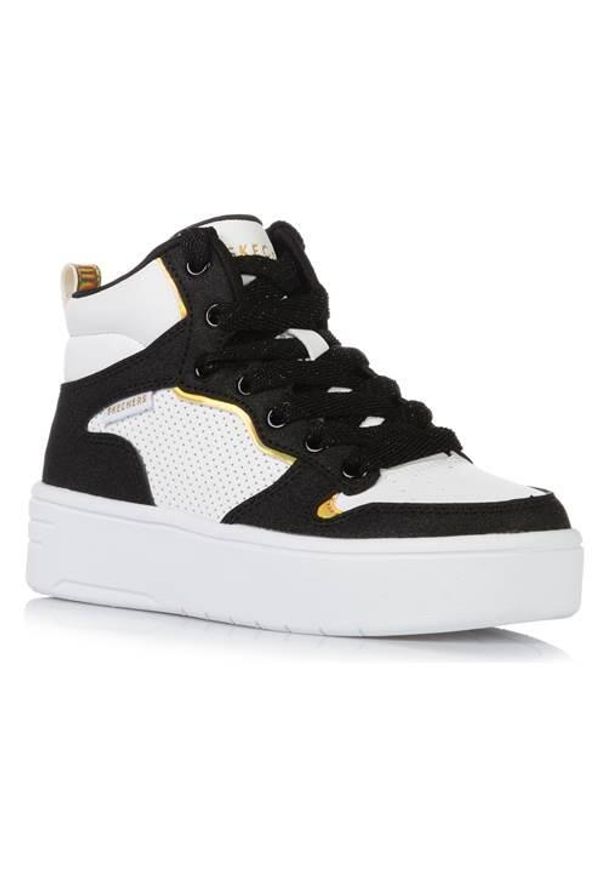 skechers - Buty do chodzenia dla dzieci Skechers Court High shine Kic. Okazja: na co dzień. Kolor: wielokolorowy, czarny. Materiał: syntetyk, materiał. Szerokość cholewki: normalna. Model: Skechers Sport. Sport: turystyka piesza