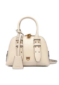 Pinko - PINKO Torebka Bowling Bag Zip Mini AI 25-26 PLTT 105333 A0QO Écru. Materiał: skórzane