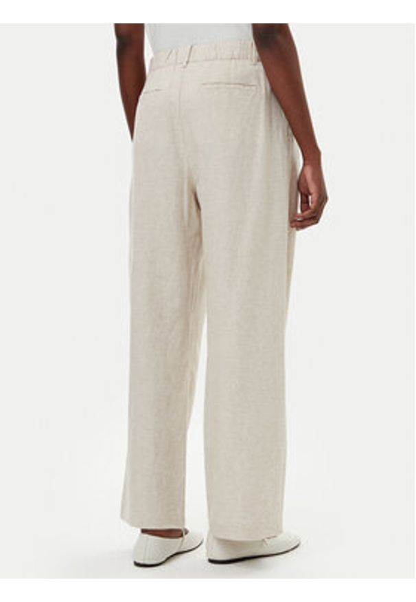 GAP - Gap Spodnie materiałowe 713998-03 Beżowy Wide Leg. Kolor: beżowy. Materiał: len