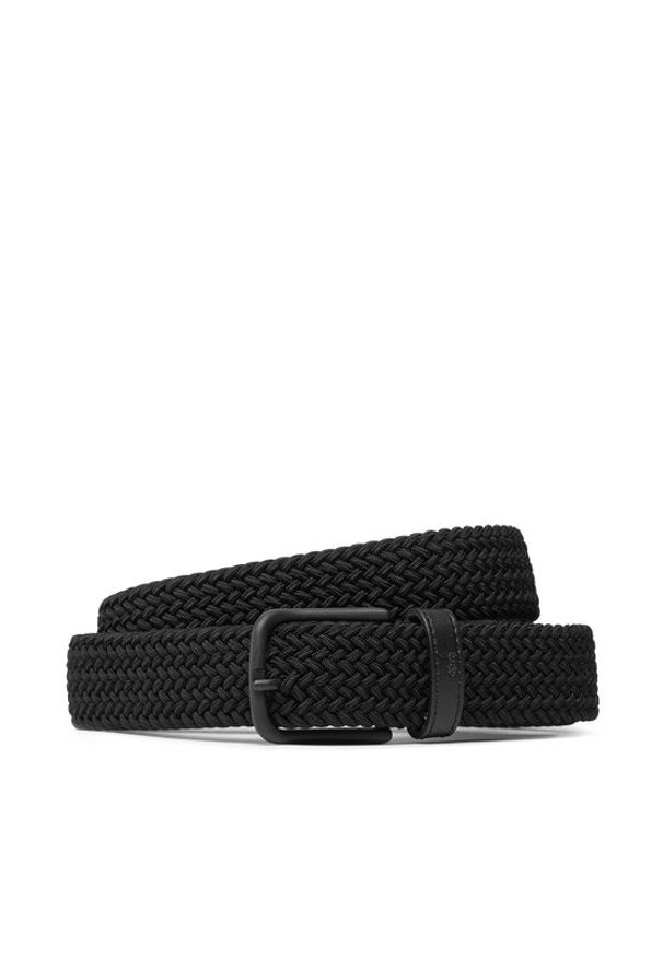 Trussardi Jeans - Trussardi Pasek Męski Belt H3 5 Cm Matt 71L00171 Czarny. Kolor: czarny. Materiał: materiał