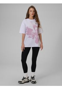 4f - 4F T-shirt loose z nadrukiem damski - biały XS. Okazja: na co dzień. Kolor: biały. Materiał: dzianina. Wzór: nadruk. Styl: casual, elegancki #2