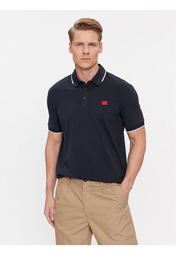 Hugo Polo Deresino232 50490775 Granatowy Slim Fit. Typ kołnierza: polo. Kolor: niebieski. Materiał: bawełna