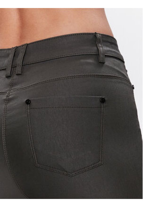 Volcano Spodnie z imitacji skóry R-Verona L07364-S23 Szary Slim Fit. Kolor: szary. Materiał: wiskoza