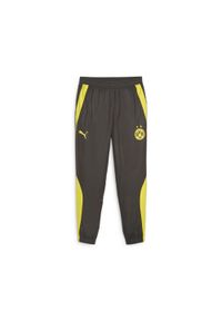 Puma - Spodnie dresowe Prematch Borussia Dortmund Woven 2023/24. Kolor: żółty, czarny, pomarańczowy, wielokolorowy. Materiał: dresówka. Sport: piłka nożna #1