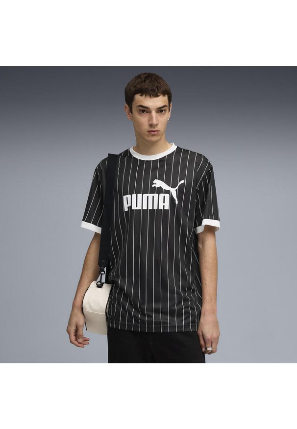 Puma - Męska koszulka Essentials w paski PUMA Black. Kolor: czarny. Wzór: paski. Sport: fitness