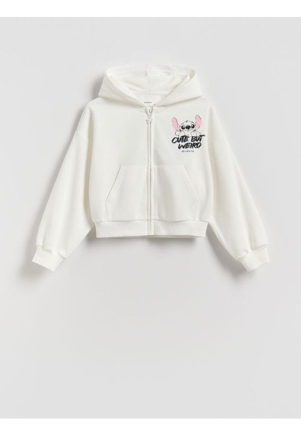 Reserved - Bluza Lilo i Stitch - beżowy. Kolor: beżowy. Materiał: dzianina, bawełna. Długość: krótkie