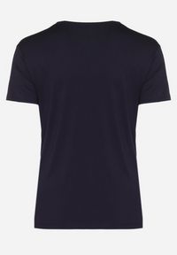 Born2be - Granatowy T-shirt z Ozdobnym Nadrukiem z Metalicznym Połyskiem Neomania. Kolor: niebieski. Wzór: nadruk #3