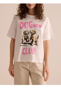 Reserved - T-shirt z nadrukiem - złamana biel. Materiał: bawełna, dzianina. Wzór: nadruk #1