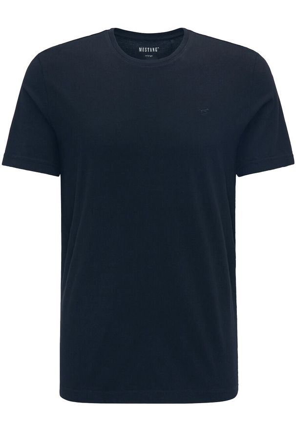 Mustang - MUSTANG ALEX C EMBROIDERY MĘSKI T-SHIRT KOSZULKA LOGO TEE DARK SAPPHIRE 1015050 4136. Okazja: na co dzień. Materiał: bawełna. Wzór: haft. Styl: klasyczny, elegancki, casual