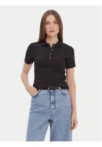 TOMMY HILFIGER - Tommy Hilfiger Polo 1985 WW0WW42047 Czarny Slim Fit. Typ kołnierza: polo. Kolor: czarny. Materiał: bawełna #1