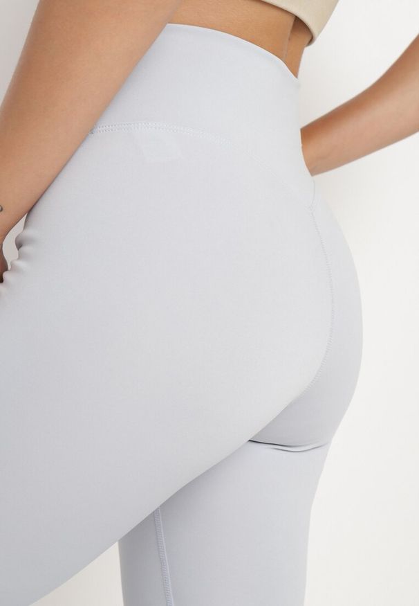 Born2be - Jasnoniebieskie Legginsy z Wysokim Stanem Parefia. Okazja: na co dzień. Stan: podwyższony. Kolor: niebieski. Materiał: dzianina, materiał. Styl: sportowy, casual