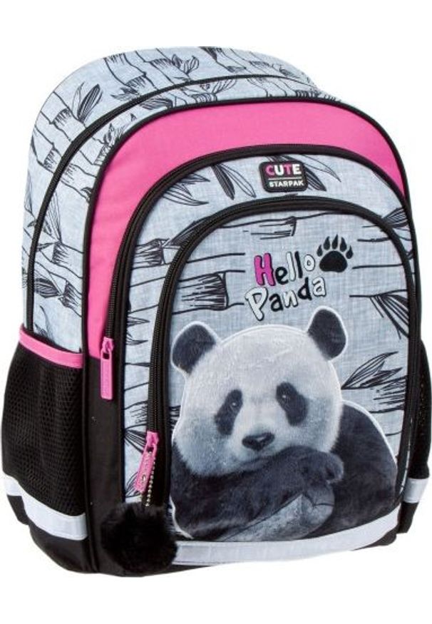 Starpak Plecak szkolny Panda szary (448332). Kolor: szary
