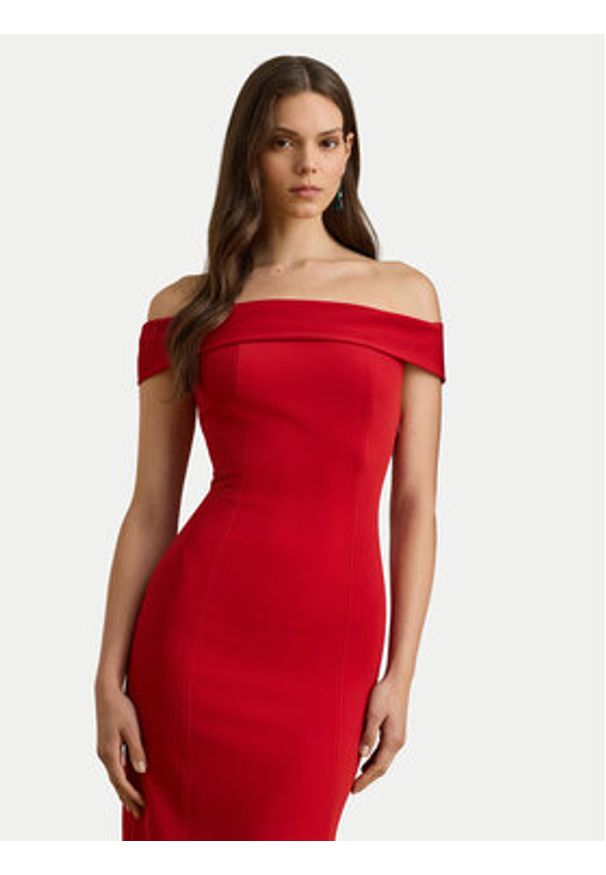 Lauren Ralph Lauren - LAUREN RALPH LAUREN Sukienka wieczorowa 253982109004 Czerwony Slim Fit. Kolor: czerwony. Materiał: syntetyk. Styl: wizytowy