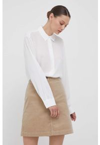 TOMMY HILFIGER - Tommy Hilfiger koszula damska kolor biały relaxed z kołnierzykiem klasycznym. Typ kołnierza: kołnierzyk klasyczny. Kolor: biały. Materiał: tkanina. Styl: klasyczny #1