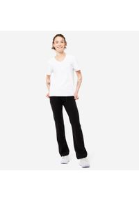 DOMYOS - Legginsy fitness damskie Domyos. Kolor: czarny. Materiał: bawełna, materiał, elastan. Sport: fitness