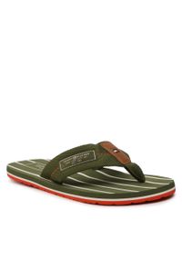 TOMMY HILFIGER - Japonki Tommy Hilfiger Patch Hilfiger Beach Sandal FM0FM04470 Mentor Green L9T. Kolor: zielony. Materiał: materiał #1