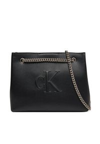 Calvin Klein Jeans Torebka Sculpted Chain Shoulder Bag LV04K3163G Czarny. Kolor: czarny. Materiał: skórzane #6