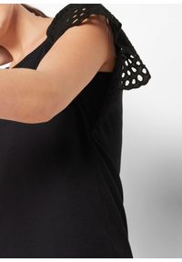 bonprix - Bluzka z mieszanki bawełny. Kolor: czarny. Materiał: bawełna. Wzór: ażurowy, haft. Styl: elegancki, klasyczny #2