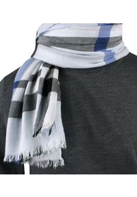 V. Fraas - Lekki (Przejściowy) Szalik z Naturalnej Wiskozy - Fraas - Błękitny w Kratę. Kolor: niebieski. Materiał: wiskoza. Sezon: lato. Styl: elegancki, klasyczny #3