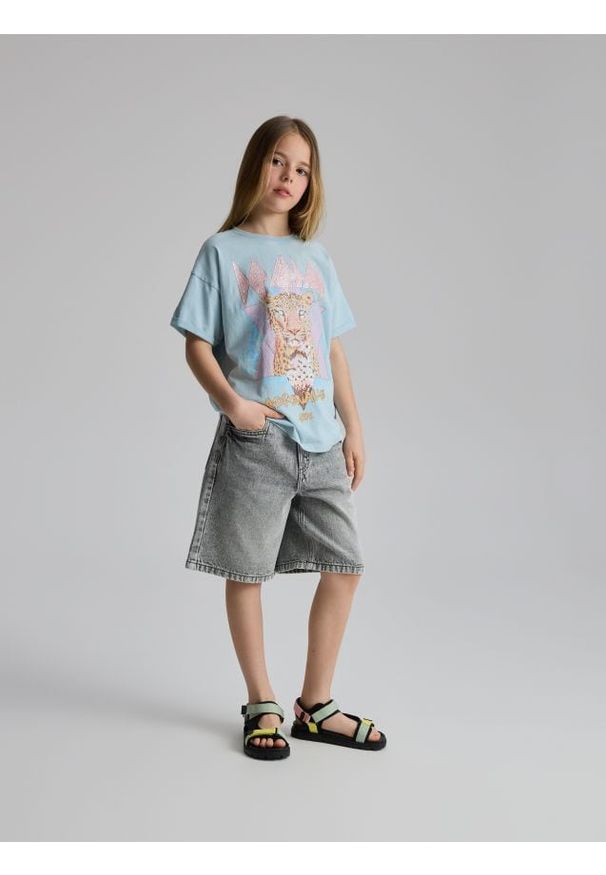 Reserved - T-shirt Def Leppard - jasnoniebieski. Kolor: niebieski. Materiał: bawełna